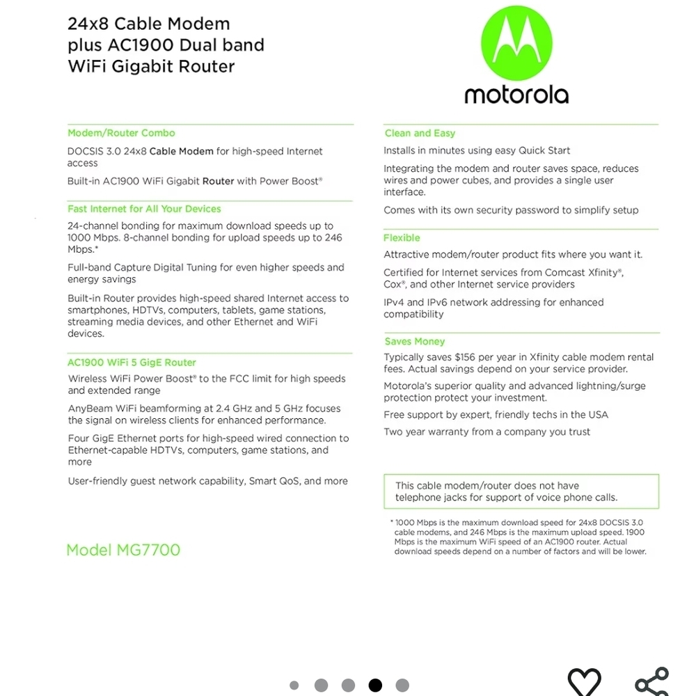 Motorola AC1900 Cable Modem Router - Gray and Green - Picture 6 of 11
